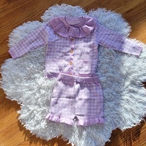 SHEIN Lavender Checkered Kids Pajama Set